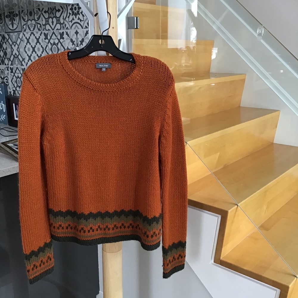 Burnt orange merino wool blend sweater